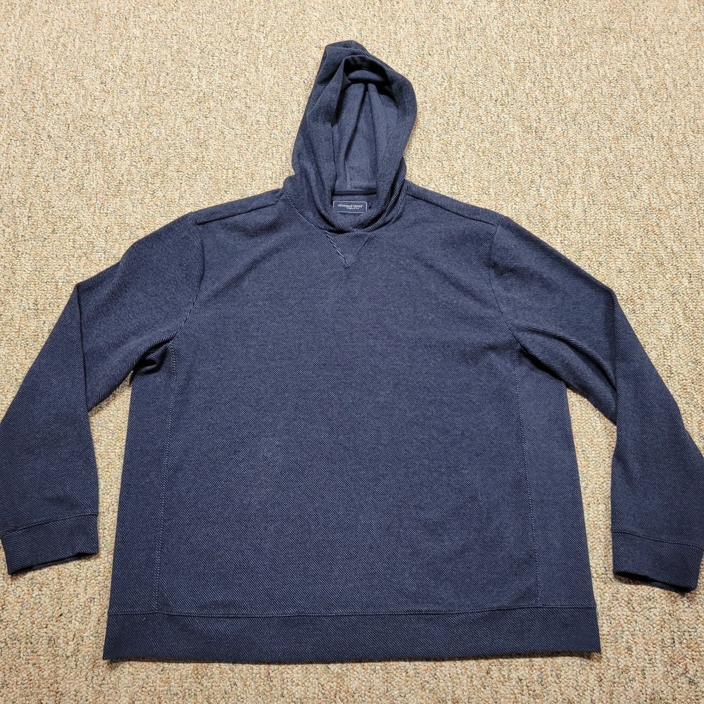 Vineyard Vines Hoodie Mens 2XL Blue Textured‎ Ribbed Pullover Beach Casual